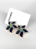 Caravanas flores Azul marino & turquesa