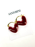 Aritos mini corazón bordo