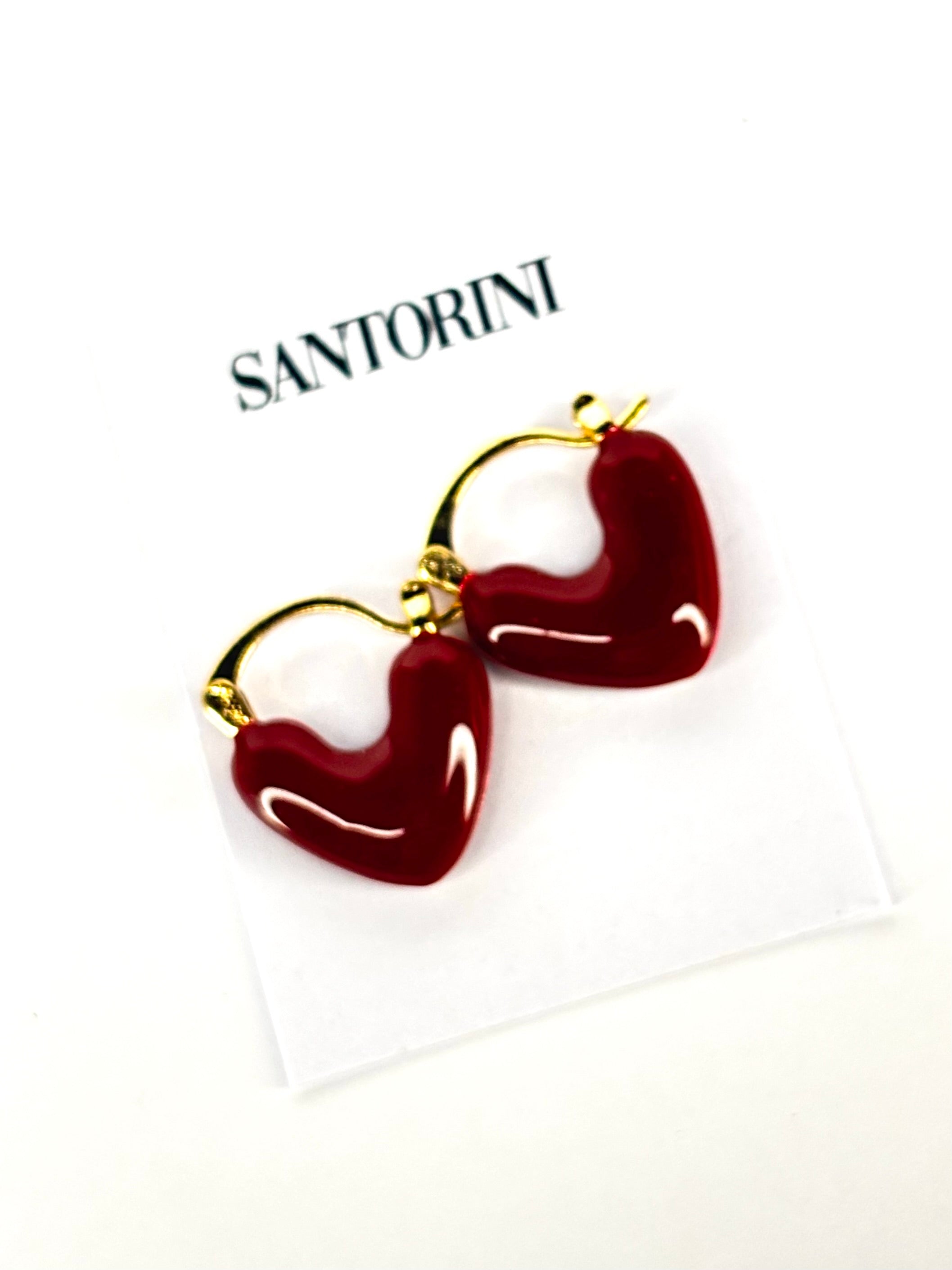 Aritos mini corazón bordo