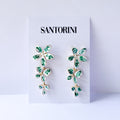 Caravanas Flor triple blanca y verde