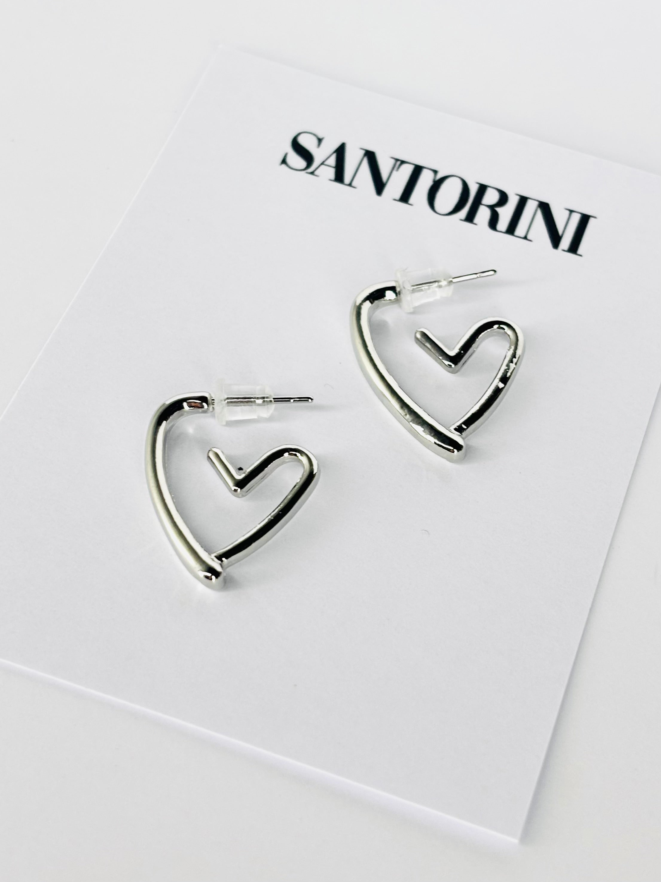 Aritos corazón abierto plateado