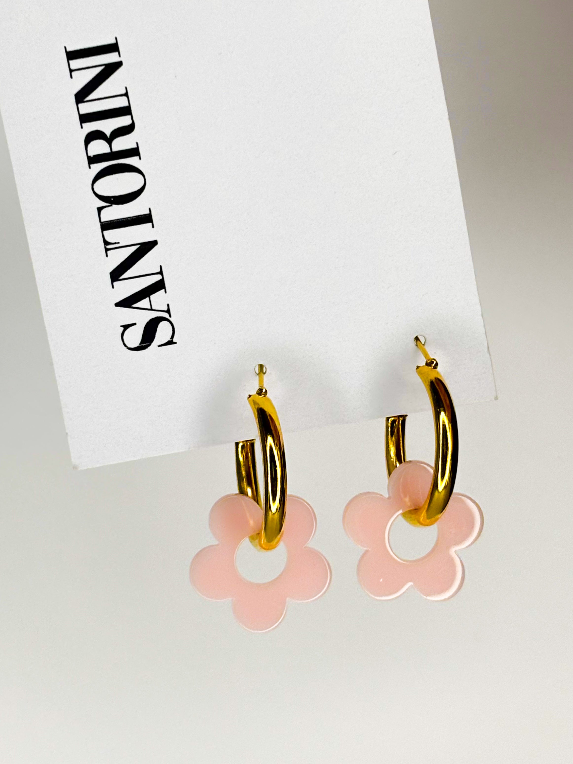 Aritos florcita rosa pastel